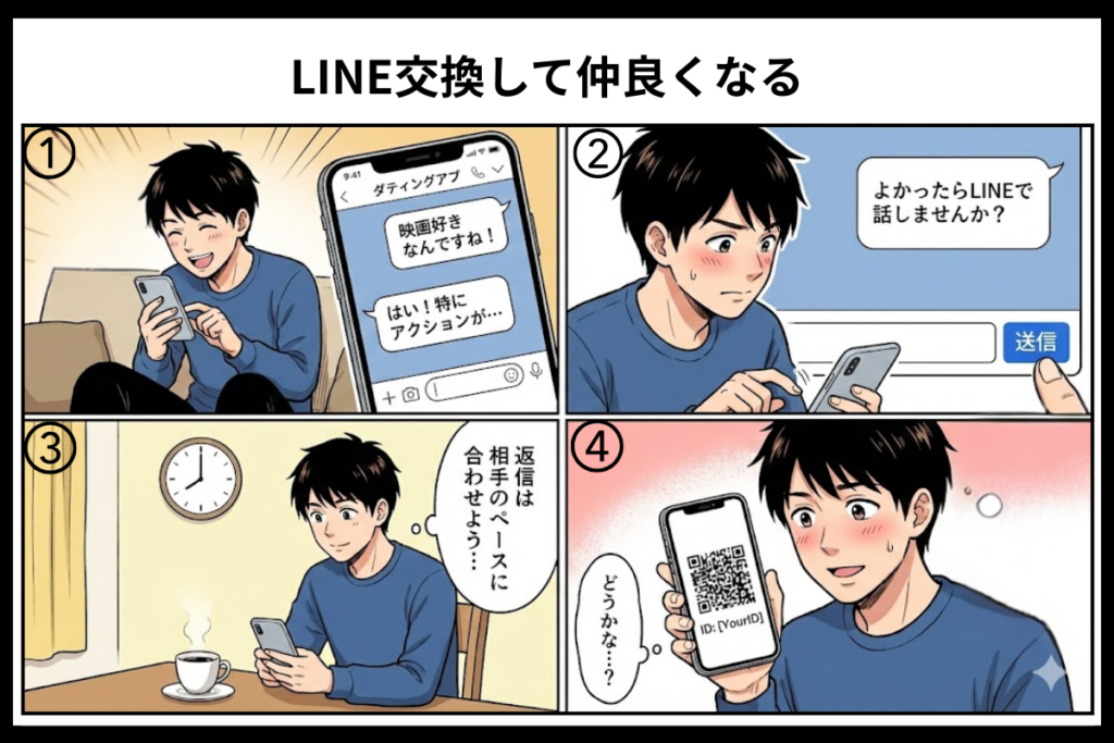 アプリの女性とLINE交換して仲良くなる