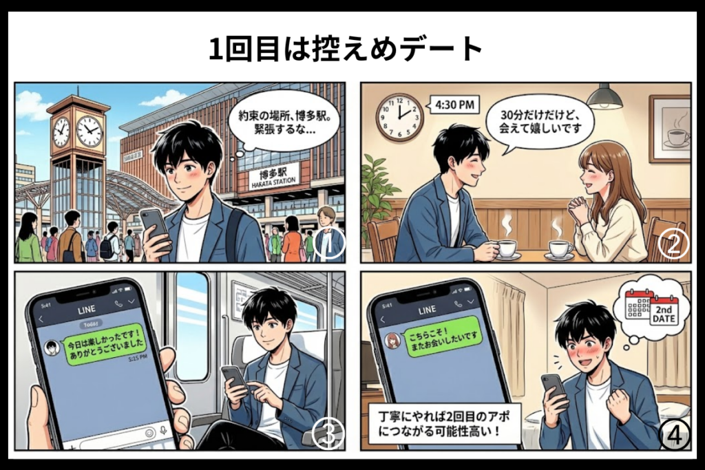 1回のデートは控えめに行く