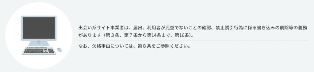 警察庁公式サイト 出会い系サイト規制法の概要